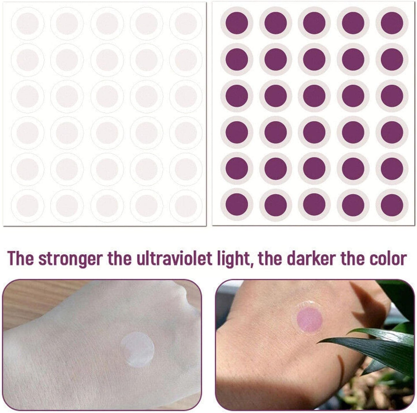 UV Sunscreen Patches - UV Sticker - Sunscreen Detecting Stickers Transparent -Adhesive for Sun Protection Reminder