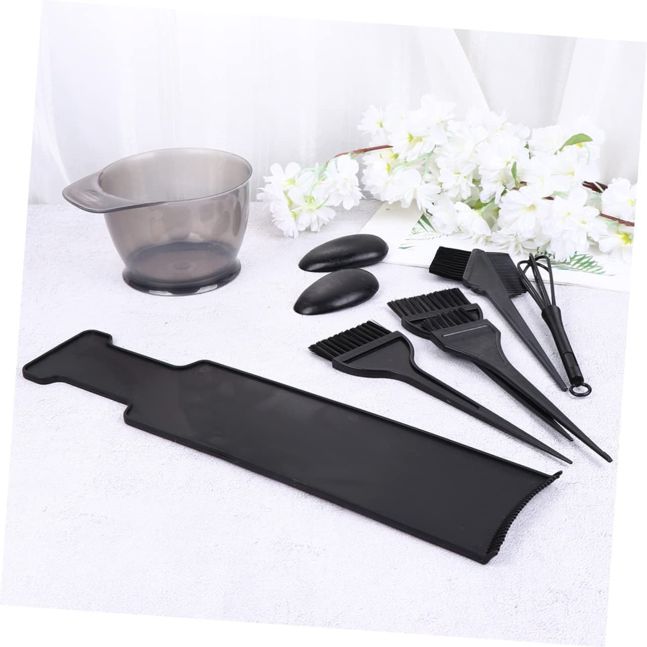 Professional Hair Dyeing Kit 8Pcs Complete Set Bowl Comb Brush Board for Salon or Home Use