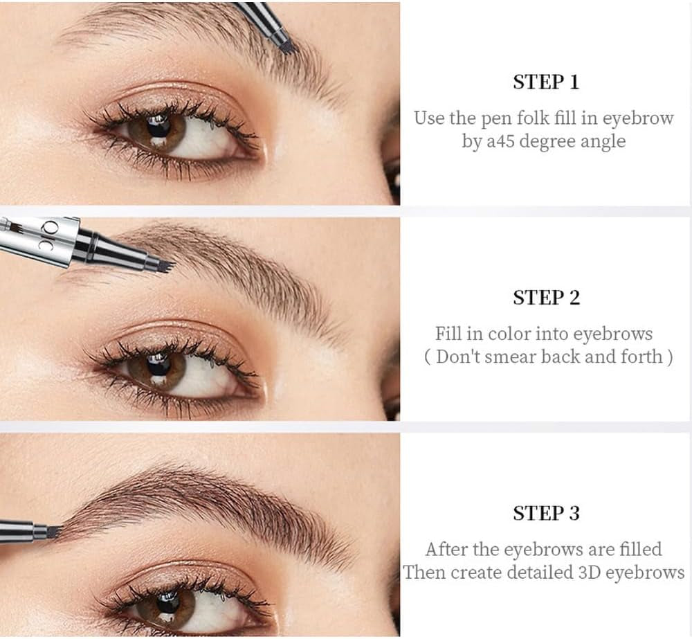 Fork Tattoo Eyebrow Ink Pen Eye Brow Pencil Brow Waterproof Long Lasting Makeup 1# Light Brown