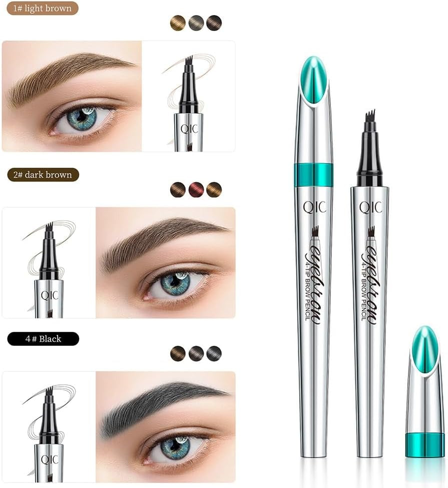 Fork Tattoo Eyebrow Ink Pen Eye Brow Pencil Brow Waterproof Long Lasting Makeup 1# Light Brown