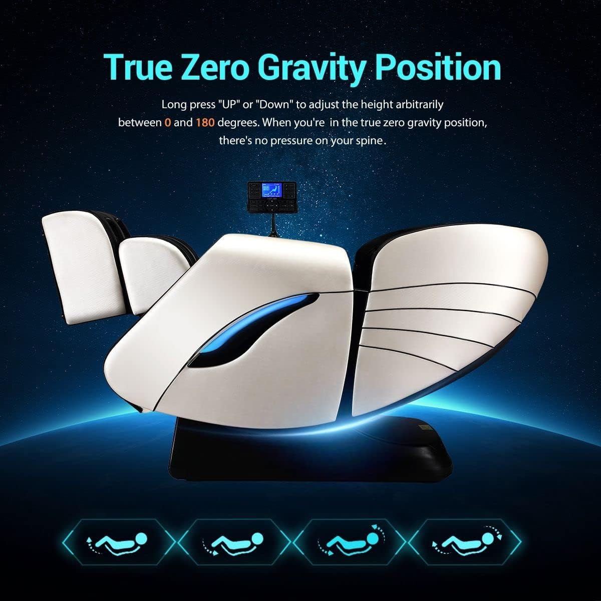 4D Massage Chair, Zero Gravity SL Track Massage Chairs, Full Body Shiatsu Massage Chair Recliner with Space Saving, Auto Body Detection, Thai Stretching, Bluetooth Speaker, Heat, Foot Roller