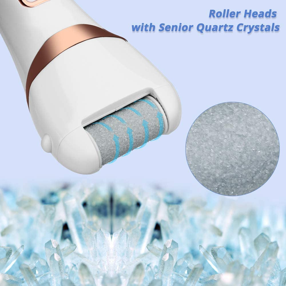 Electric Callus Remover- Rechargeable USB Electric Foot Rasp Hard Skin Remover Waterproof with 3 Roller Heads for Dead Cracked Skin