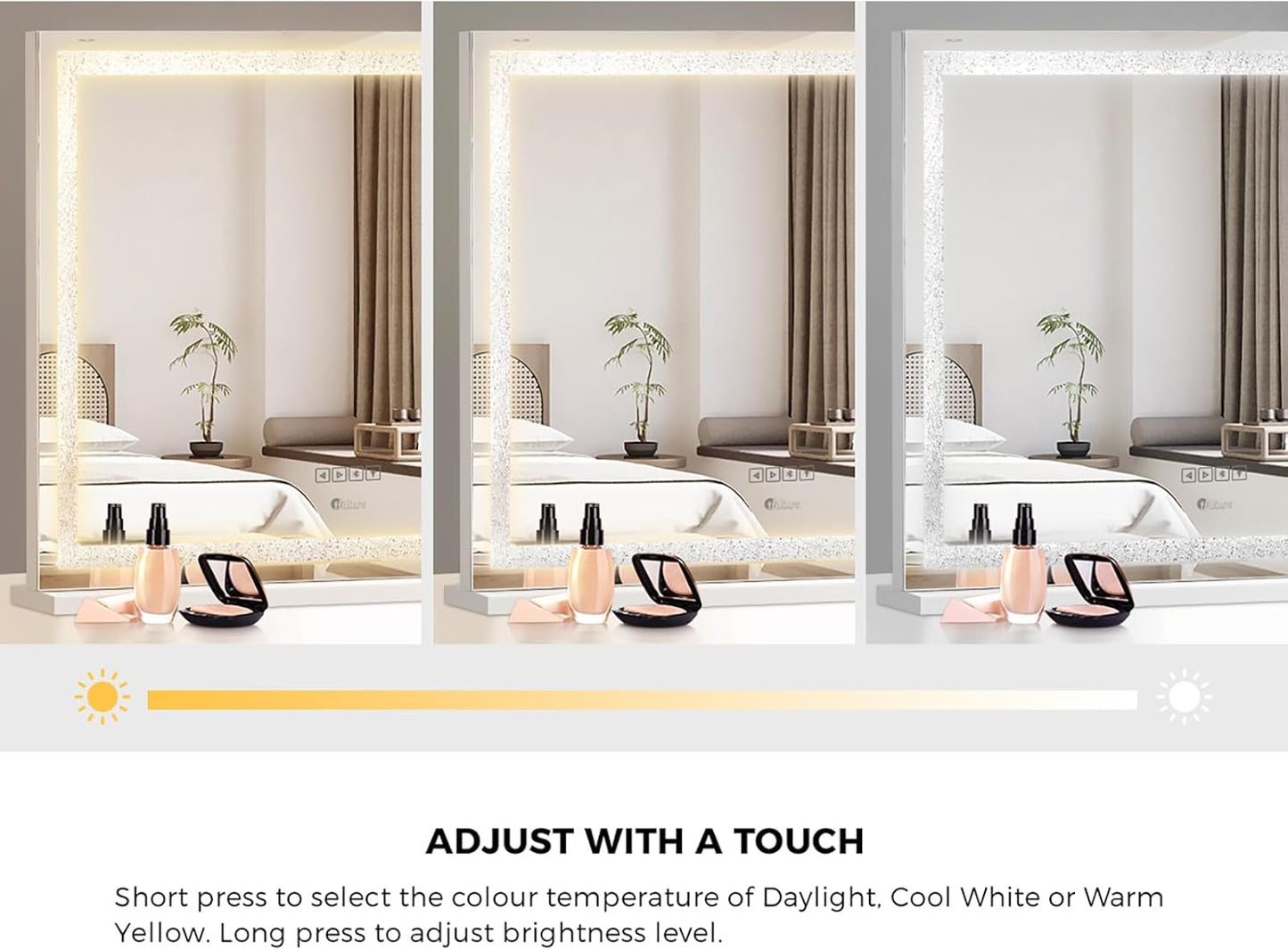 Makeup Mirror with Light Hollywood Makeup Mirror with 10X Magnifying Mirror Vanity Mirror with Dimmable LED Bluetooth Speaker USB Power Charging 58 X 49Cm