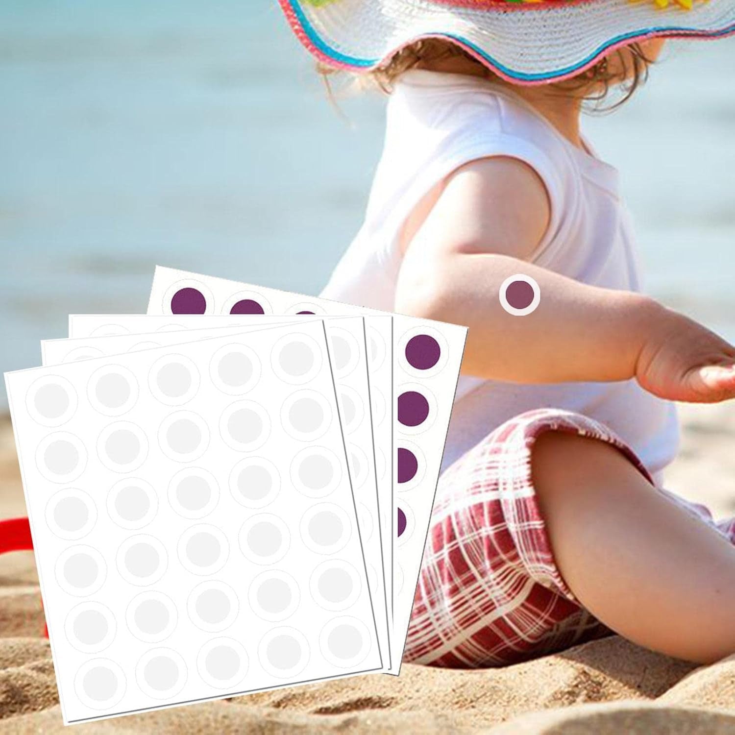 UV Sunscreen Patches - UV Sticker - Sunscreen Detecting Stickers Transparent -Adhesive for Sun Protection Reminder