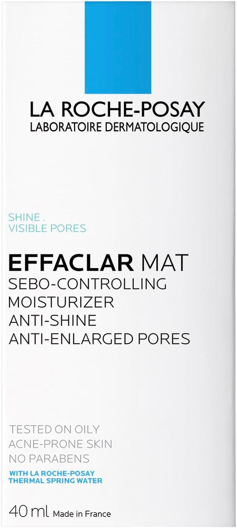 La Roche-Posay Anti-Acne Moisturiser, Anti-Shine, Anti-Enlarged Pores, Sebo-Controling Moisturiser, Effaclar Mat, 40Ml