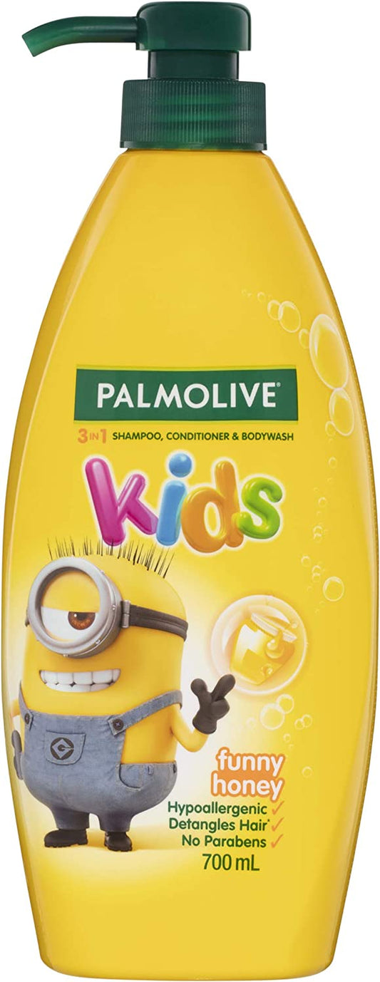 Kids 3 in 1 Hair Shampoo, Conditioner and Body Wash 700Ml, Minions Funny Honey, Hypoallergenic, Detangles Hair, No Parabens