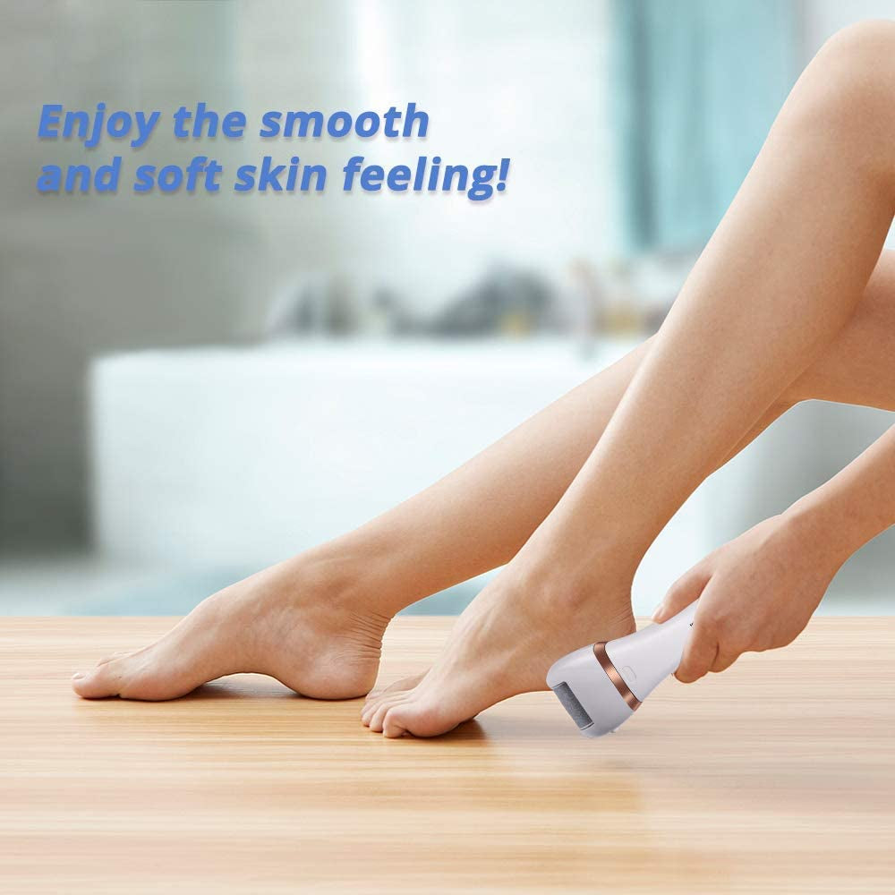Electric Callus Remover- Rechargeable USB Electric Foot Rasp Hard Skin Remover Waterproof with 3 Roller Heads for Dead Cracked Skin