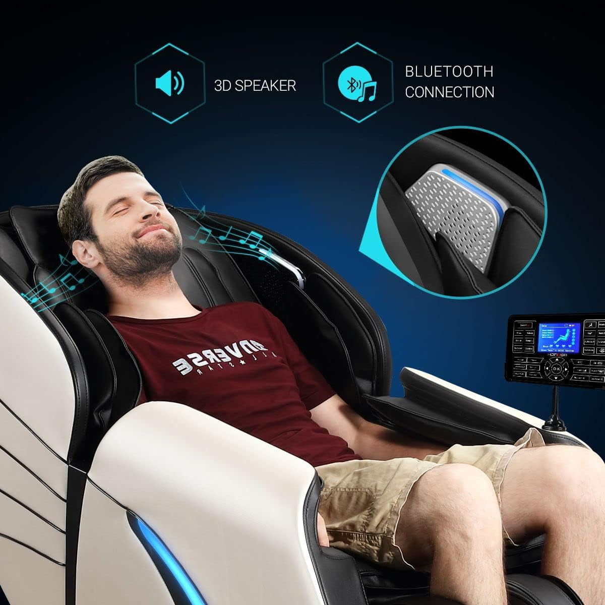 4D Massage Chair, Zero Gravity SL Track Massage Chairs, Full Body Shiatsu Massage Chair Recliner with Space Saving, Auto Body Detection, Thai Stretching, Bluetooth Speaker, Heat, Foot Roller