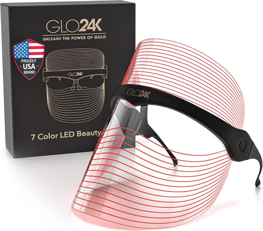GLO24K 7 Color LED Beauty Mask. Professional Light Therapy Spa Treatment for a Radiant, Glowing Skin.