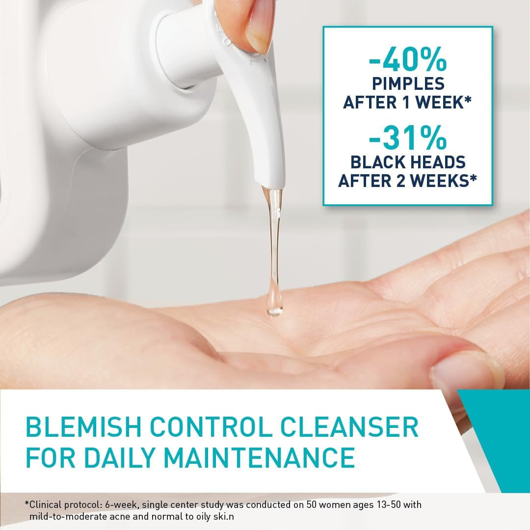 Blemish Control Cleanser Gel Face Wash 236Ml, for Blackheads, Blocked Pores & Acne-Prone Skin, 2% Salicylic Acid + Niacinamide + Purifying Clay + Ceramides, Lightweight + Oil-Absorbing
