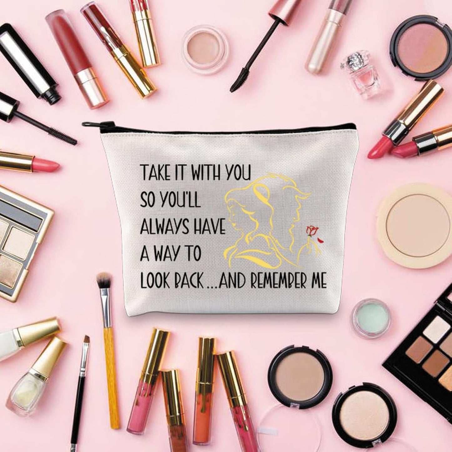 Beauty and the Beast Makeup Bag Beauty and the Beast Quotes Gift Beauty and the Beast Cosmetic Bag (Remember Me)