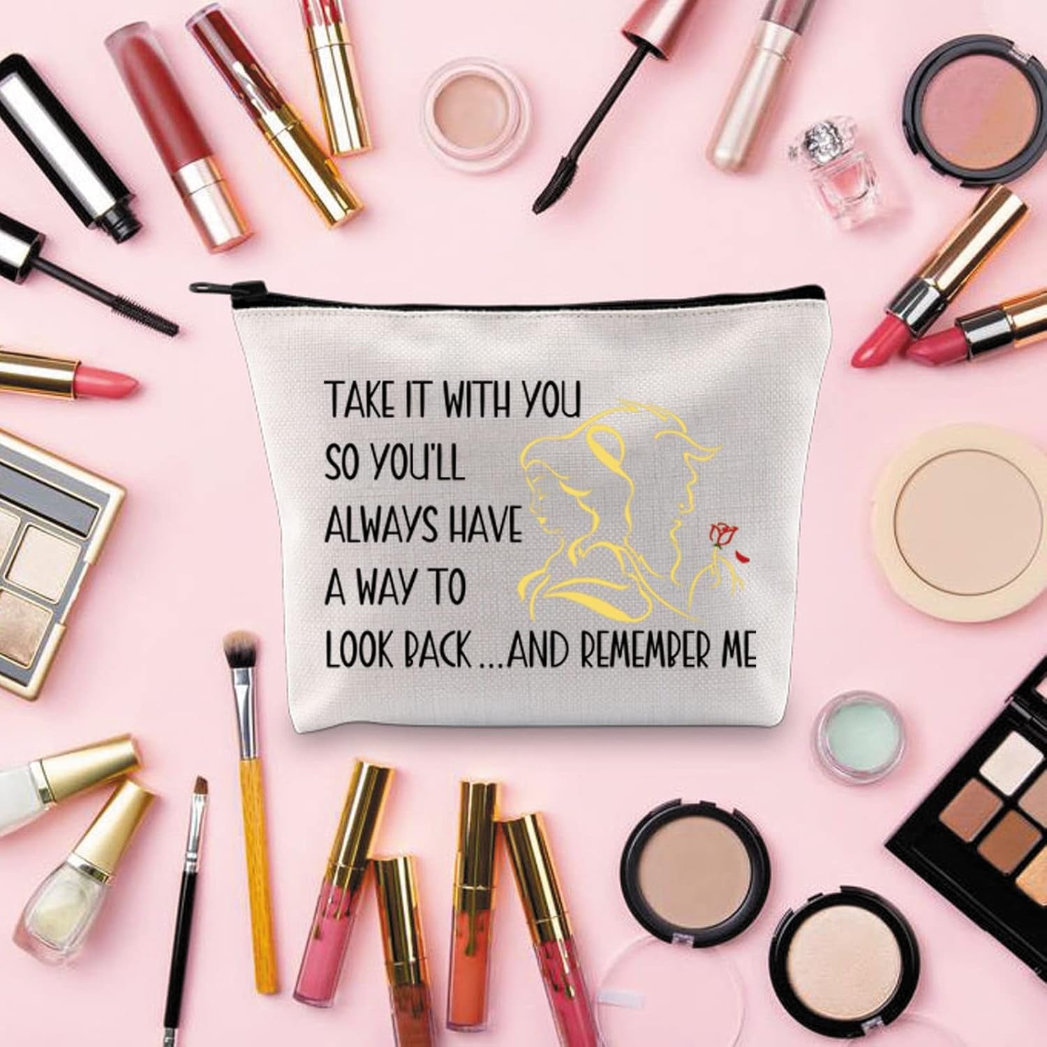 Beauty and the Beast Makeup Bag Beauty and the Beast Quotes Gift Beauty and the Beast Cosmetic Bag (Remember Me)