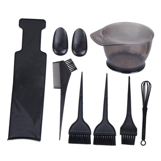 Professional Hair Dyeing Kit 8Pcs Complete Set Bowl Comb Brush Board for Salon or Home Use