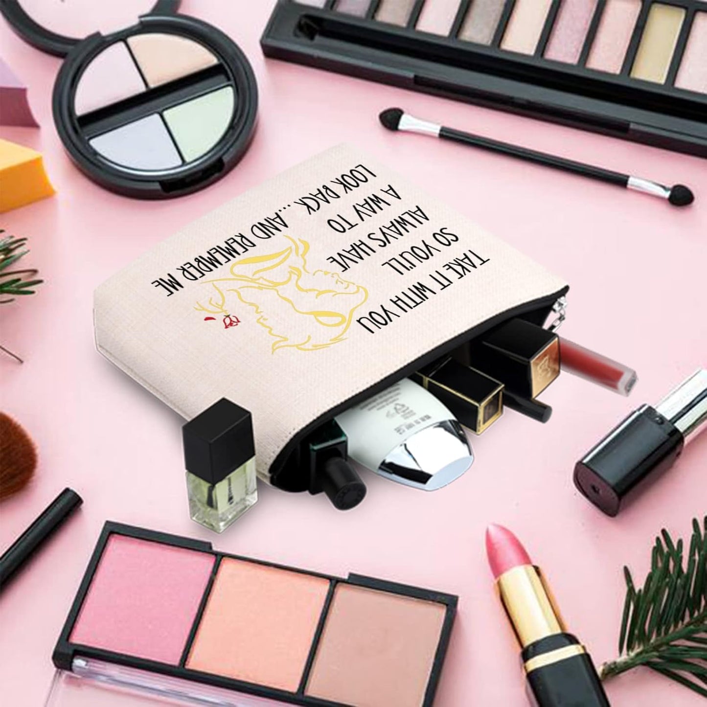 Beauty and the Beast Makeup Bag Beauty and the Beast Quotes Gift Beauty and the Beast Cosmetic Bag (Remember Me)
