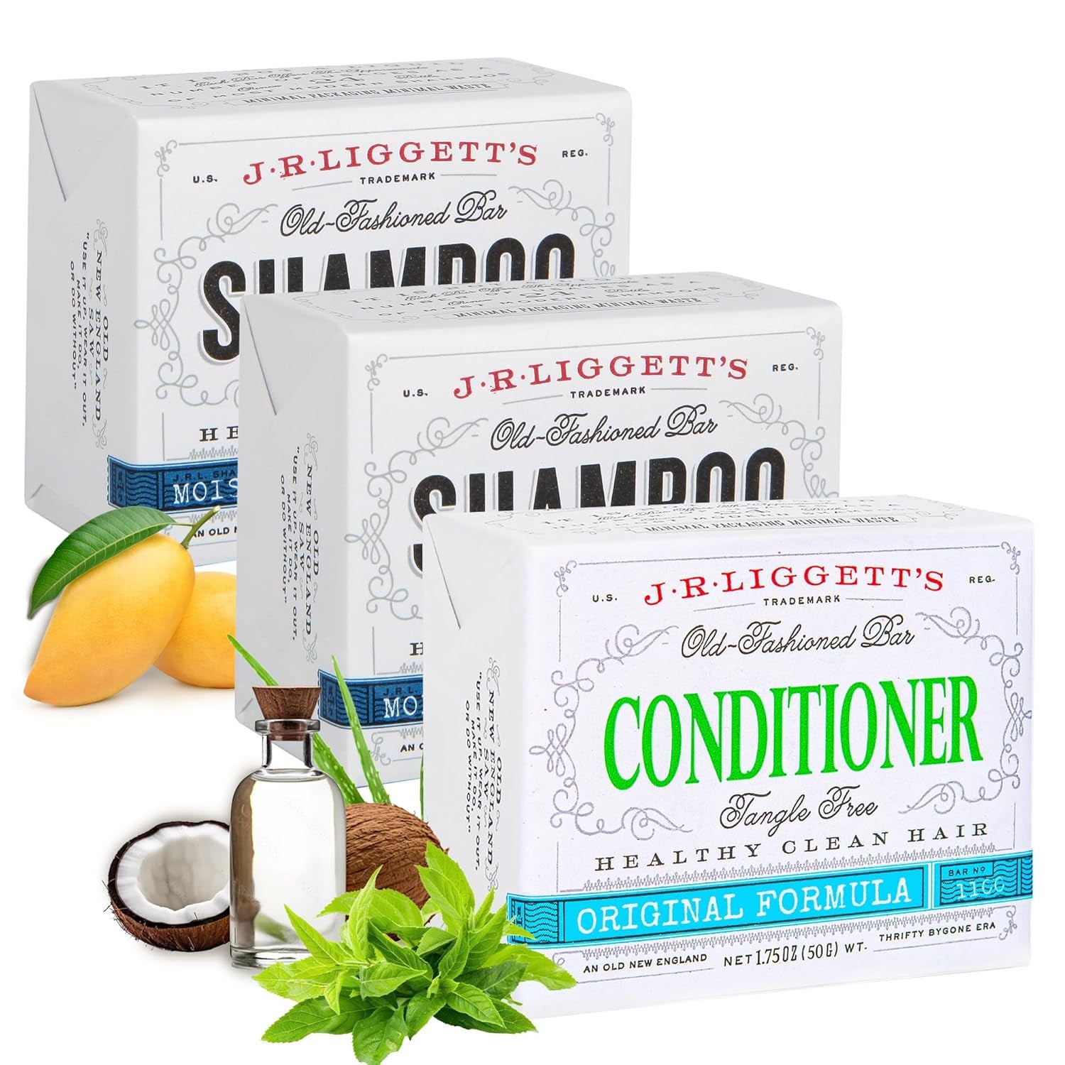 New Conditioner Bar 1.75Oz + Two Moisturizing Formula Shampoo Bars 3.5Oz Bundle | All-Natural Ingredients for Hair Clean, Soft, Tangle-Free | Eco-Friendly Biodegradable Made in the USA