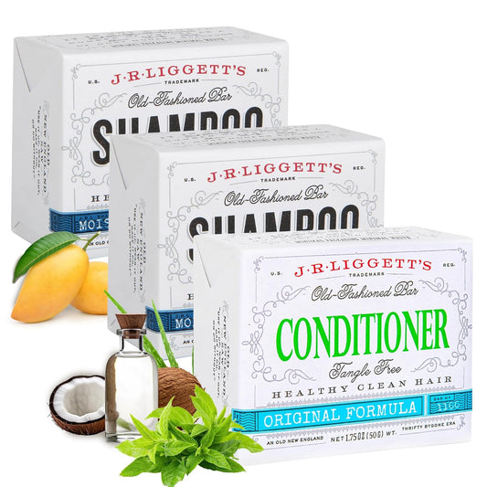 New Conditioner Bar 1.75Oz + Two Moisturizing Formula Shampoo Bars 3.5Oz Bundle | All-Natural Ingredients for Hair Clean, Soft, Tangle-Free | Eco-Friendly Biodegradable Made in the USA