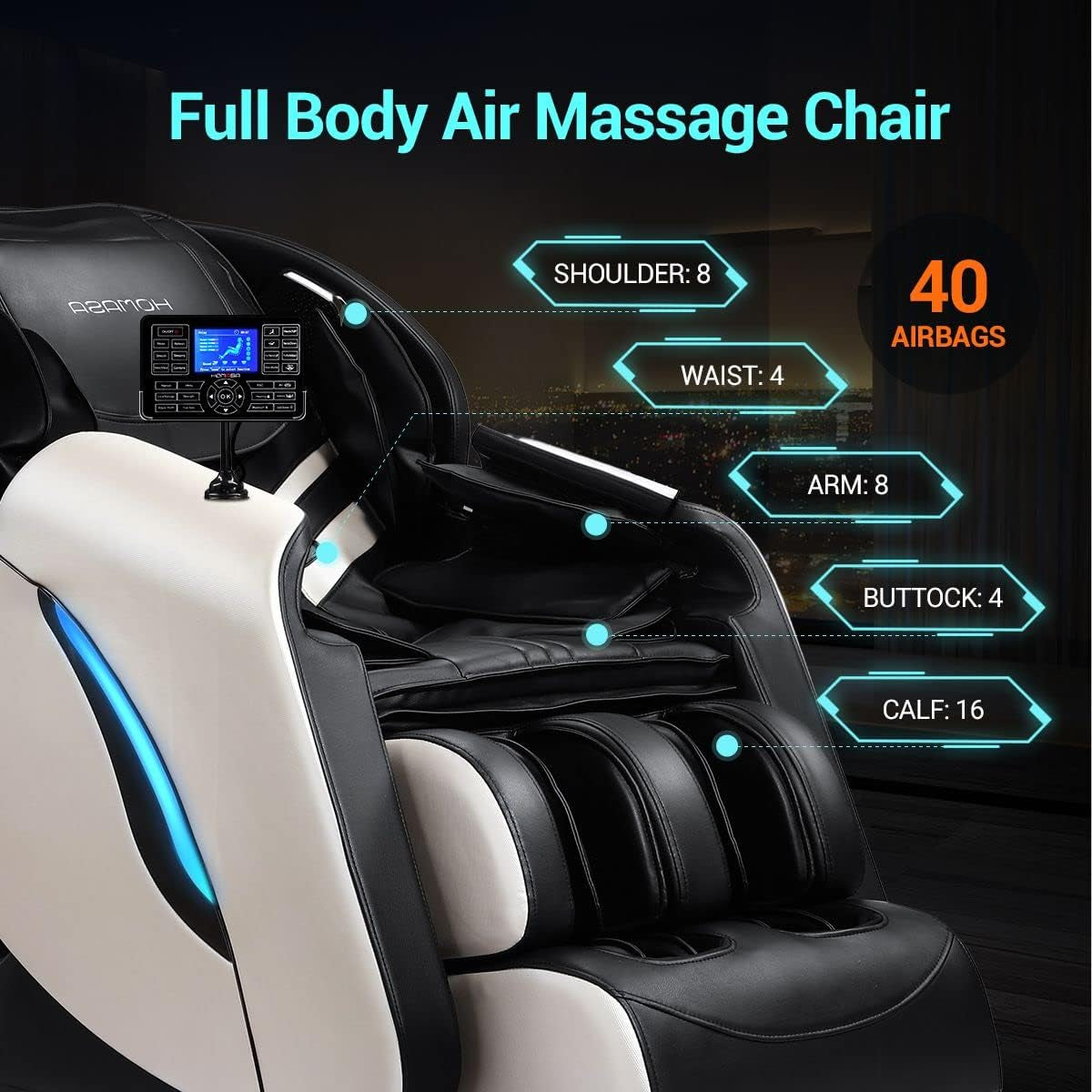 4D Massage Chair, Zero Gravity SL Track Massage Chairs, Full Body Shiatsu Massage Chair Recliner with Space Saving, Auto Body Detection, Thai Stretching, Bluetooth Speaker, Heat, Foot Roller