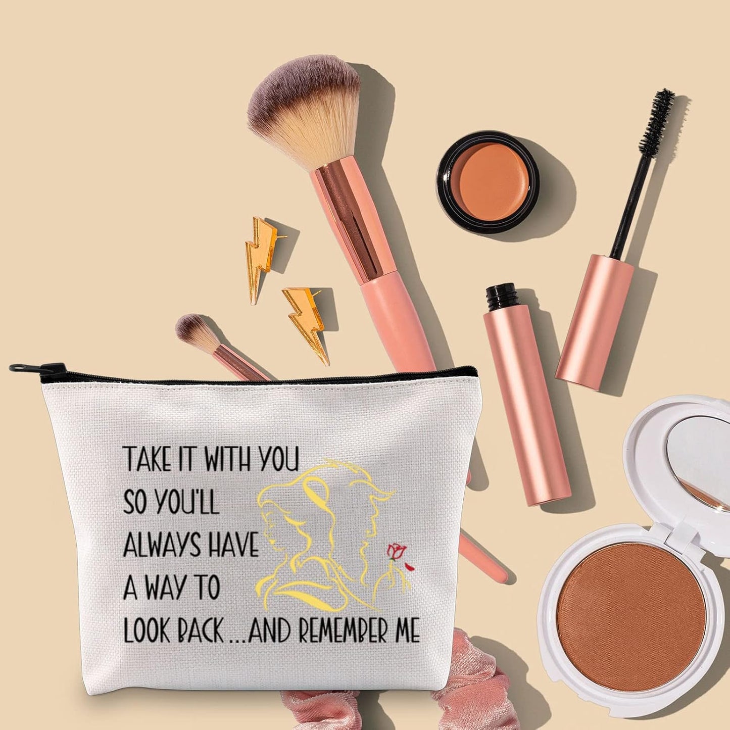 Beauty and the Beast Makeup Bag Beauty and the Beast Quotes Gift Beauty and the Beast Cosmetic Bag (Remember Me)