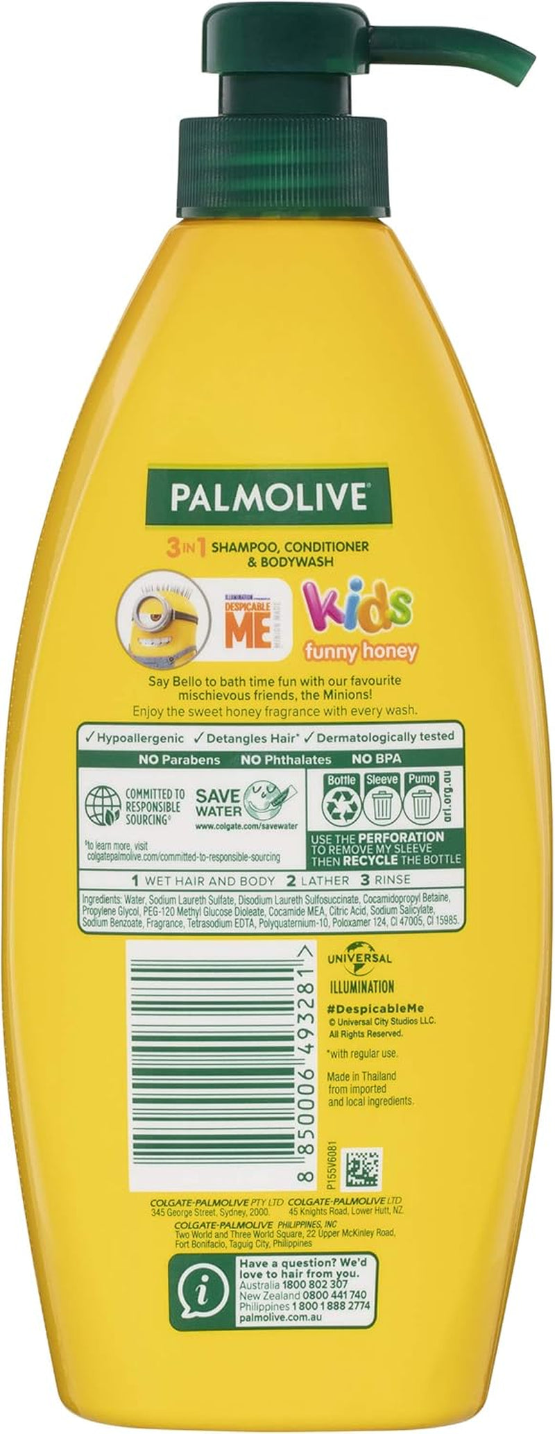 Kids 3 in 1 Hair Shampoo, Conditioner and Body Wash 700Ml, Minions Funny Honey, Hypoallergenic, Detangles Hair, No Parabens