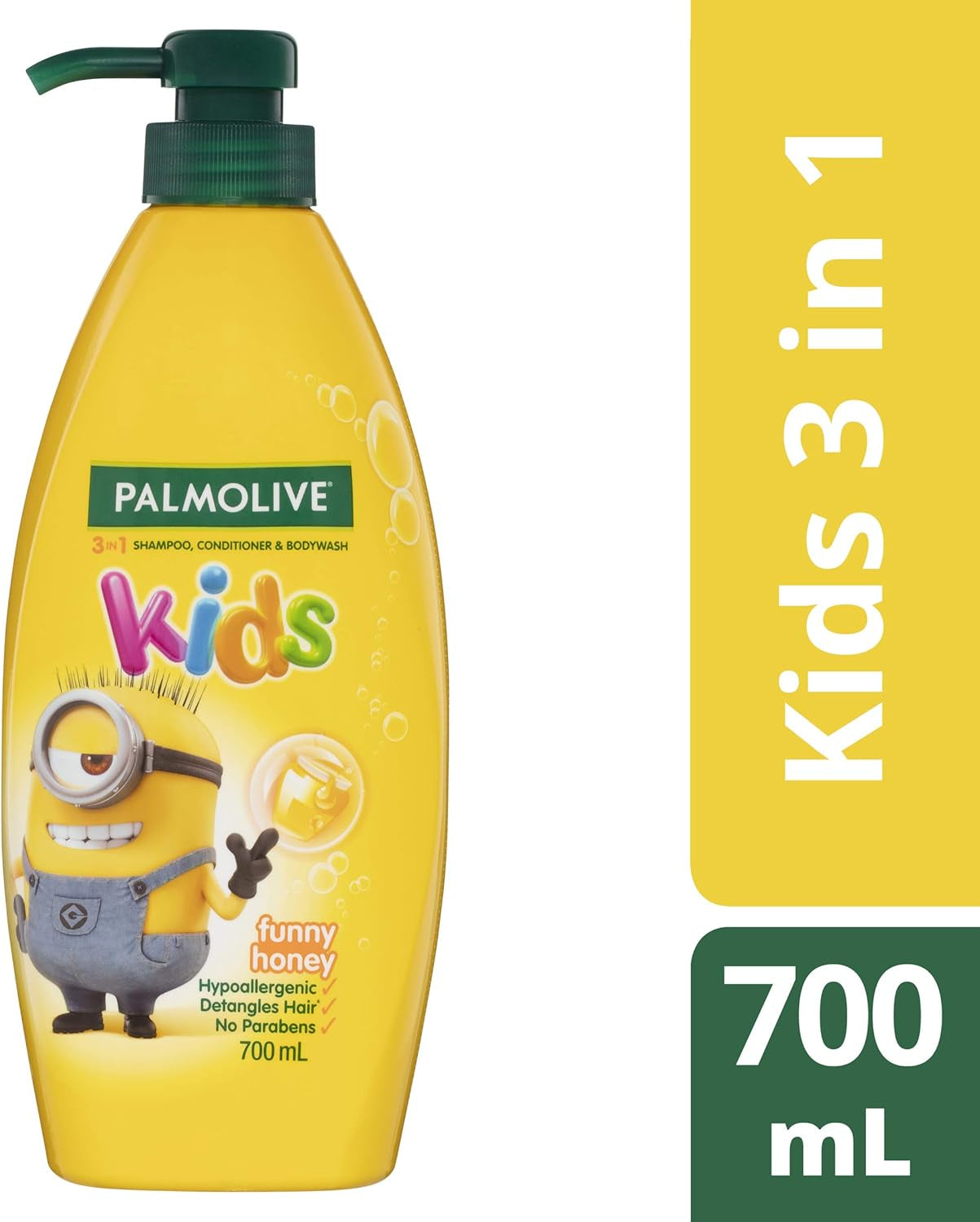 Kids 3 in 1 Hair Shampoo, Conditioner and Body Wash 700Ml, Minions Funny Honey, Hypoallergenic, Detangles Hair, No Parabens
