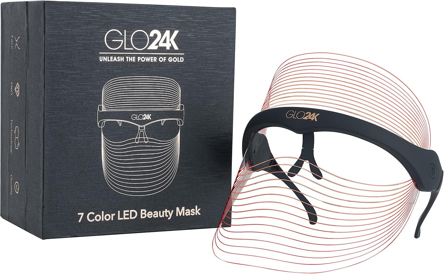 GLO24K 7 Color LED Beauty Mask. Professional Light Therapy Spa Treatment for a Radiant, Glowing Skin.