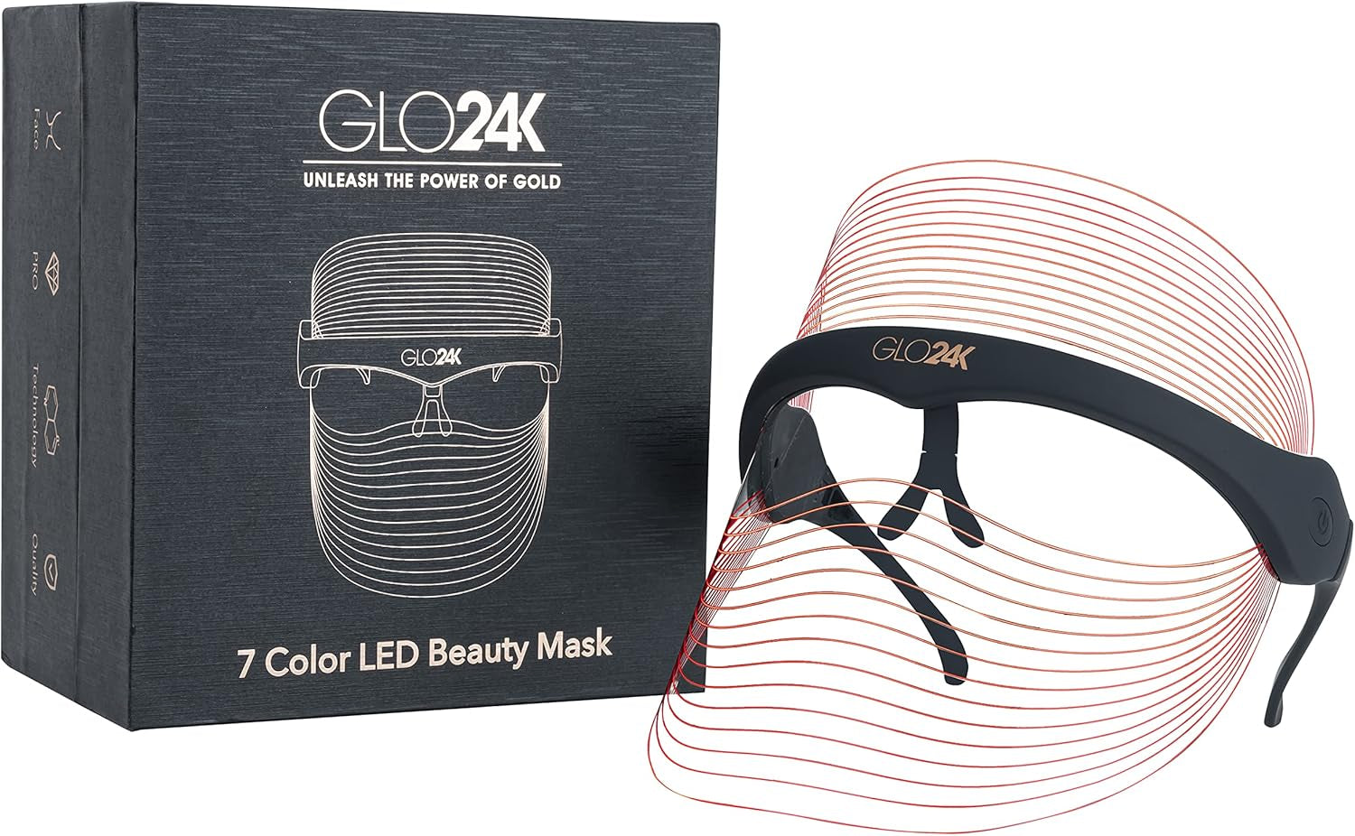 GLO24K 7 Color LED Beauty Mask. Professional Light Therapy Spa Treatment for a Radiant, Glowing Skin.