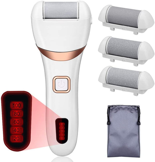 Electric Callus Remover- Rechargeable USB Electric Foot Rasp Hard Skin Remover Waterproof with 3 Roller Heads for Dead Cracked Skin