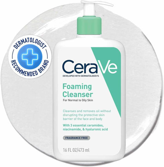 Foaming Cleanser Gel Face Wash 473Ml, for Normal to Oily Skin, Removes Oil without Disrupting the Protective Skin Barrier, Hyaluronic Acid + Niacinamide + Ceramides, Fragrance Free, Oil Control