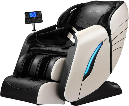 4D Massage Chair, Zero Gravity SL Track Massage Chairs, Full Body Shiatsu Massage Chair Recliner with Space Saving, Auto Body Detection, Thai Stretching, Bluetooth Speaker, Heat, Foot Roller